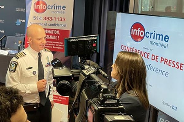 Info-Crime Montréal présente son récent bilan d’activités lors d'une conférence de presse au QG du SPVM